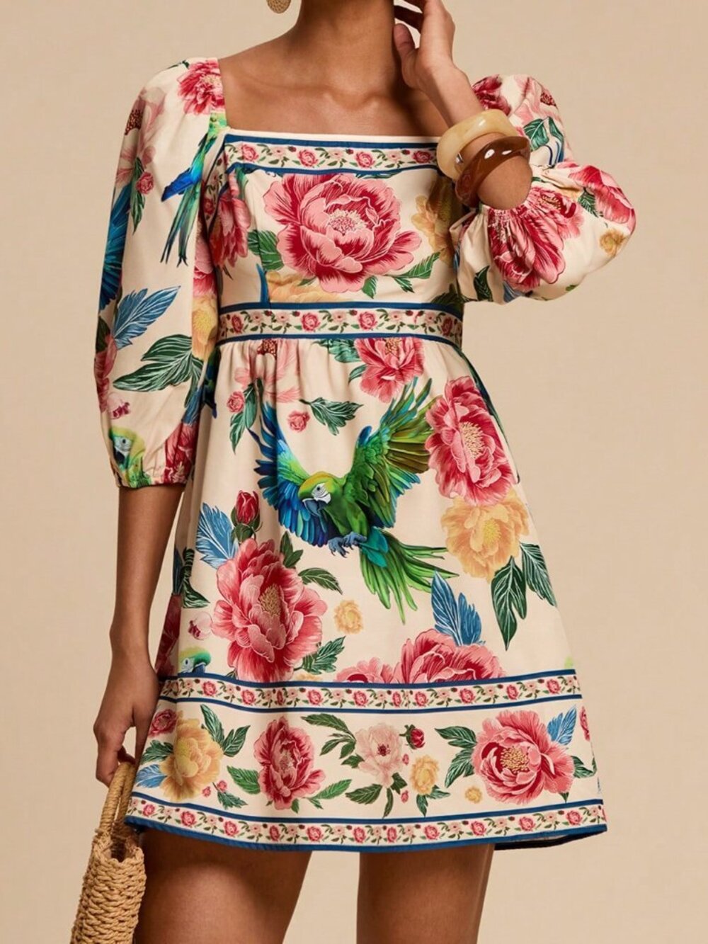 Multicolor Boho Women's Short Dress - Picture 5 of 7